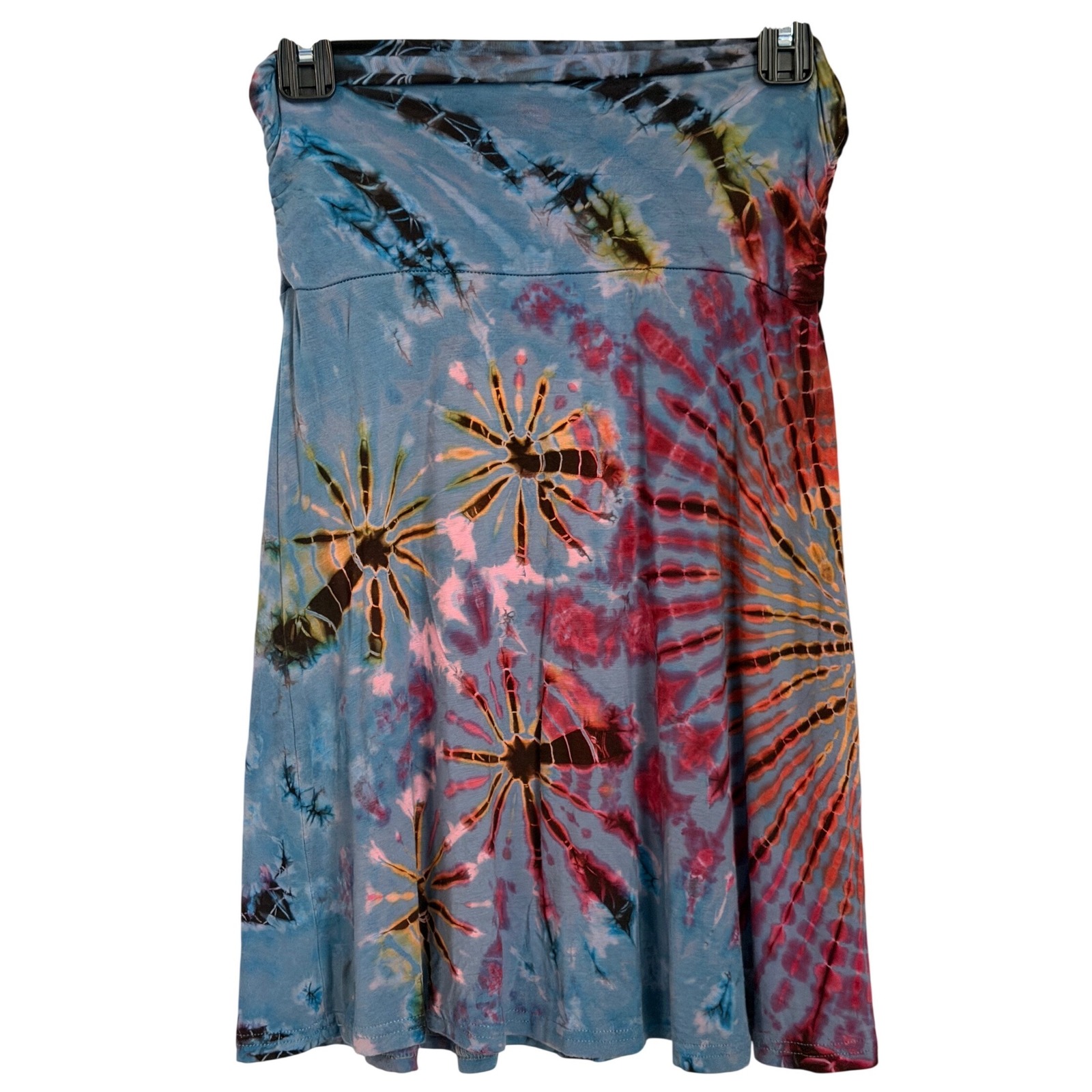 Kathmandu Boho Tie Dye A-Line Skirt Womens Size S Blue Pink Boho Rayon Stretch